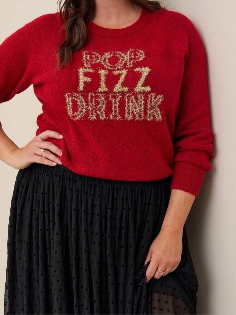 Torrid Tinsel Pop Fizz Drink Pullover Crew Neck Sweater 5X NWT